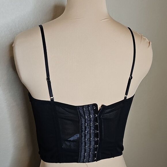 Urban Outfitters Out From Under Black Mesh Corset Top Medium - Picture 4 of 7